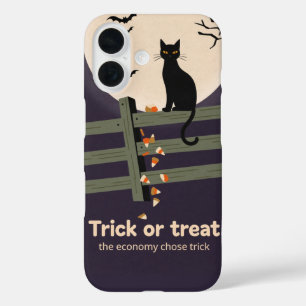 Black Cat Moon Fence Flat Vector Phone Case