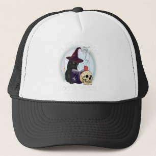 Black Cat Moon Funny Halloween Costume Bunch of Ho Trucker Hat