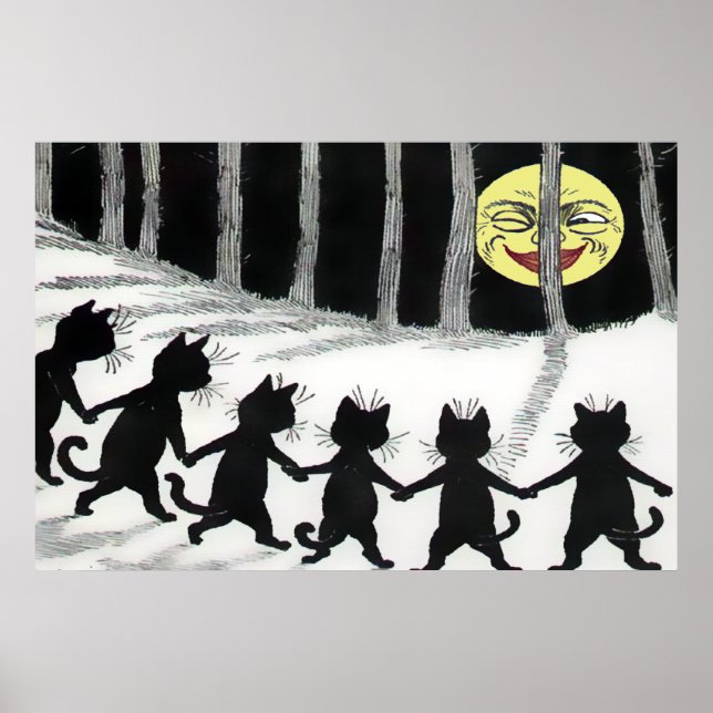 Black Cat Moon Poster Print (Front)