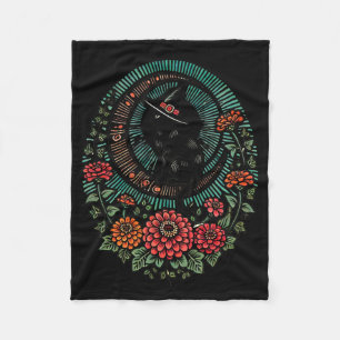 Black Cat Moon Witch Illustration Black Cats Moonc Fleece Blanket