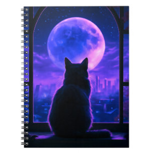 Black Cat Moonlight Night Notebook