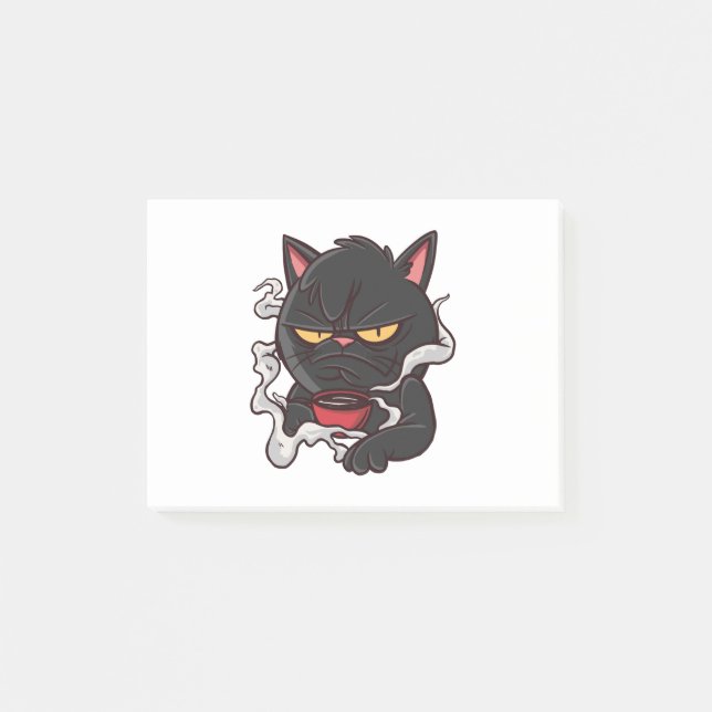 Black Cat Morning Coffee Post-it Notes (Front)