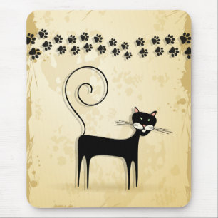 Black cat mouse pad