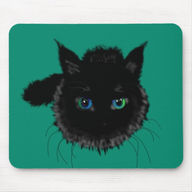Black Cat  Mouse Pad Custom Colours (Front)