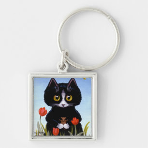 Black Cat Mouse Tulip Key Chain by Creationarts