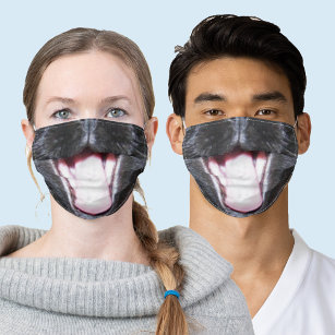 Black Cat Mouth with Tongue Out Yawn, ZKOA Cloth Face Mask
