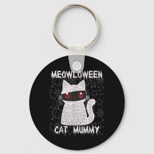 Black Cat Mummy Halloween Keychain