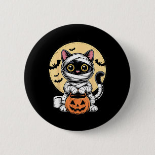 Black Cat Mummy Men Women Kids Halloween Funny 2 Inch Round Button