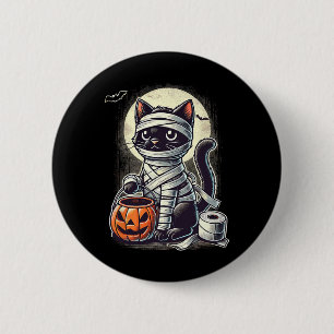 Black Cat Mummy Men Women Kids Halloween Funny Bla 2 Inch Round Button