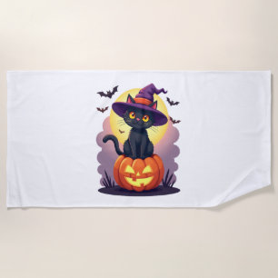 Black Cat Mummy Men Women Kids Halloween Funny Bla Beach Towel