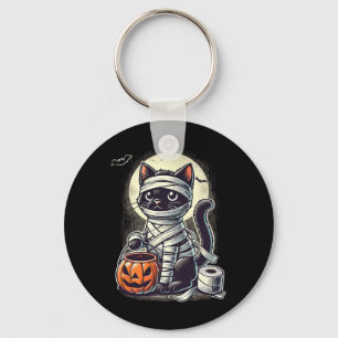 Black Cat Mummy Men Women Kids Halloween Funny Bla Keychain