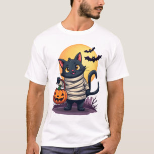 Black Cat Mummy Men Women Kids Halloween Funny Bla T-Shirt