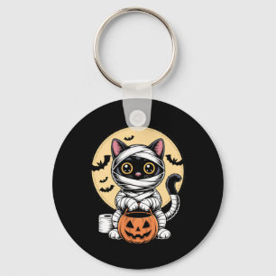 Black Cat Mummy Men Women Kids Halloween Funny Keychain