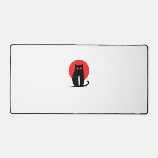 Black Cat Murderer Serial Killer Halloween Graphic Desk Mat (Front)