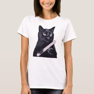 Black Cat Nail File Manicure Funny Sassy Illustrat T-Shirt