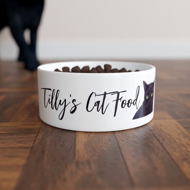 Black Cat Name Large Ceramic Pet Bowl (Creator Uploaded)