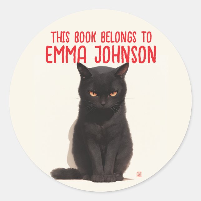 Black Cat Name Sticker | Back-to-School (Front)