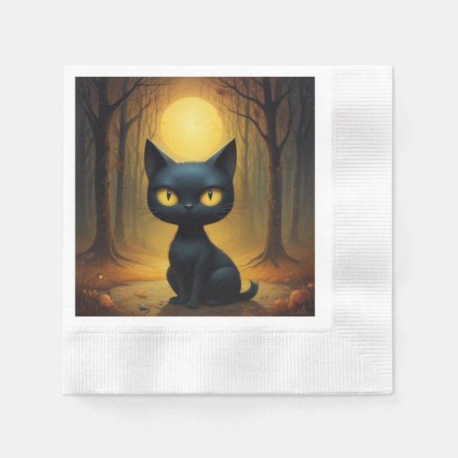 Black cat  napkin (Front)
