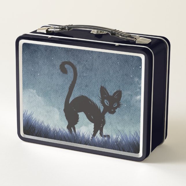 Black Cat Night Prowl Lunch Box – Spooky & Stylish (Back)
