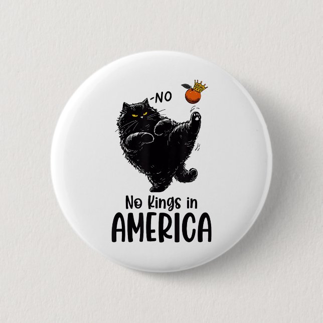 Black Cat No Kings In America We The People Politi 2 Inch Round Button (Front)