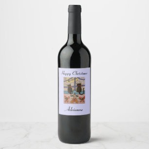 Black Cat Noël Vin Étiquettes