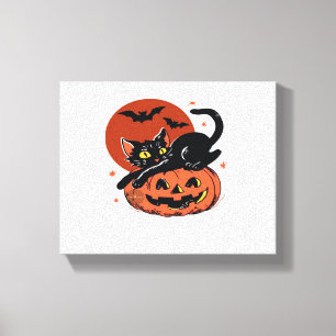 Black Cat, Nostalgic Halloween Classic T-Shirt Canvas Print