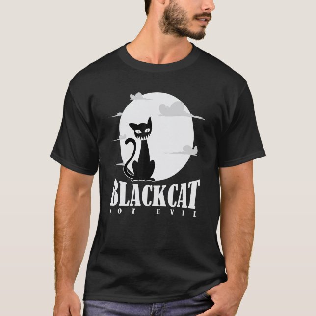 Black Cat Not Evil T-Shirt (Front)