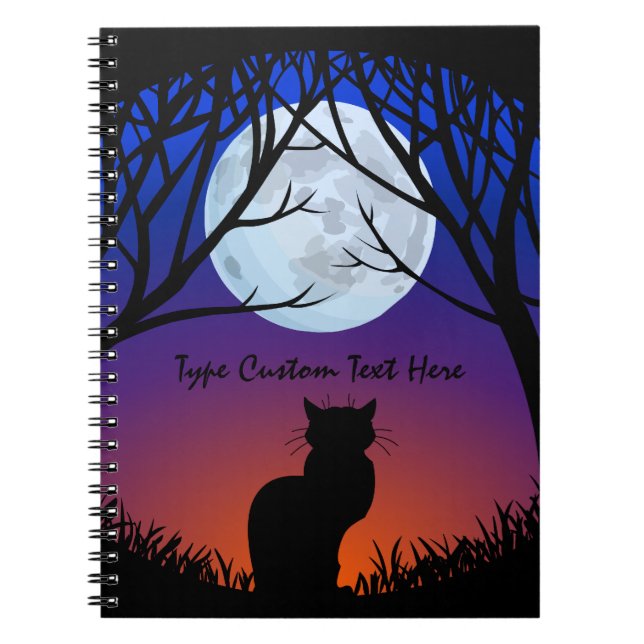 Black Cat Notebook Personalized Cat Art Notebook (Front)