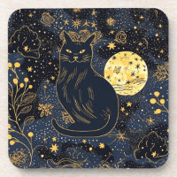 Black Cat of the Starry Skies Coaster