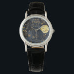 Black Cat of the Starry Skies eWatch Watch<br><div class="desc">You recognize this look - the smug, all-knowing look from a cat. Enjoy that look every day with this adorable black cat watch! This whimsical design is sure to please any cat lover. A dark blue and black background really shows off the beautiful gold and yellow starry skies and bright...</div>