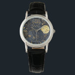 Black Cat of the Starry Skies eWatch Watch<br><div class="desc">You recognize this look - the smug, all-knowing look from a cat. Enjoy that look every day with this adorable black cat watch! This whimsical design is sure to please any cat lover. A dark blue and black background really shows off the beautiful gold and yellow starry skies and bright...</div>