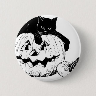 Black Cat On A Pumpkin 2 Inch Round Button
