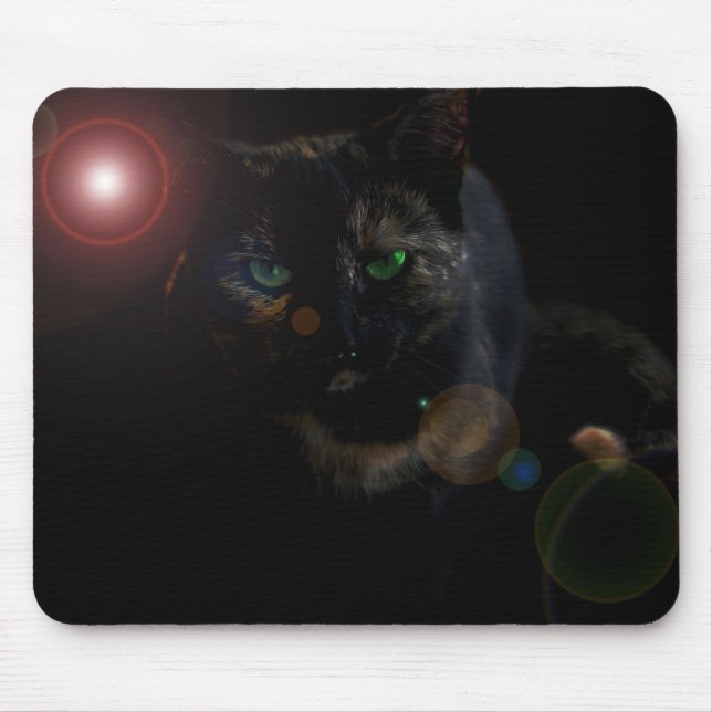 black cat on black mouse pad (Front)