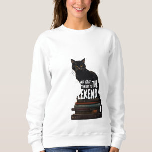 Black Cat on Books "Skip to the Weekend" Sweatshirt