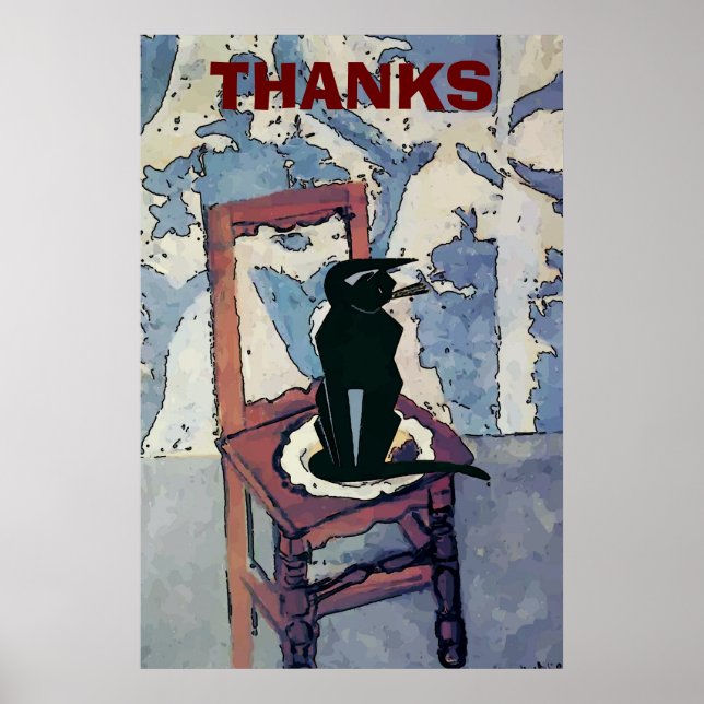 Black Cat on Chair Poster (Front)
