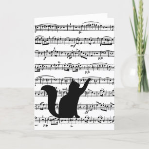 Black Cat On Music Carte Anniversaire