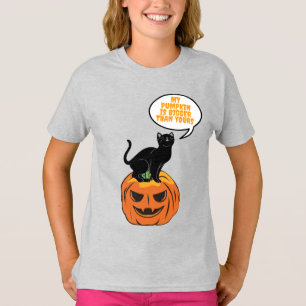 black cat on pumpkin, Halloween T-Shirt