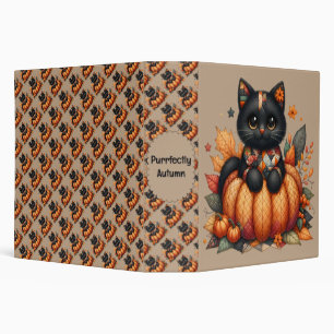 Black Cat on Pumpkin with Autumn Quilt Pattern Binder