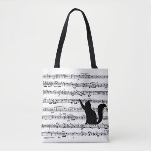 Black Cat On Sheet Music  Tote Bag
