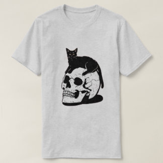 Black Cat On Skull T-Shirt