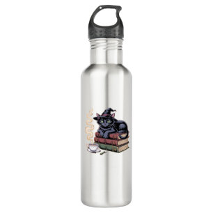 Black Cat on Spell Books Classic T-Shirt 710 Ml Water Bottle