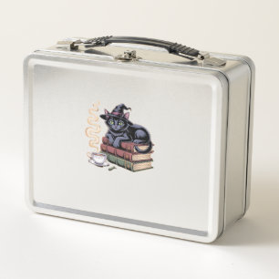 Black Cat on Spell Books Classic T-Shirt Metal Lunch Box