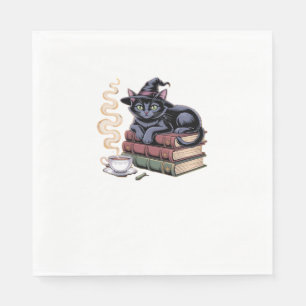 Black Cat on Spell Books Classic T-Shirt Napkin