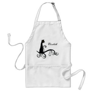 Black Cat On Swirly Branch Personalized Standard Apron