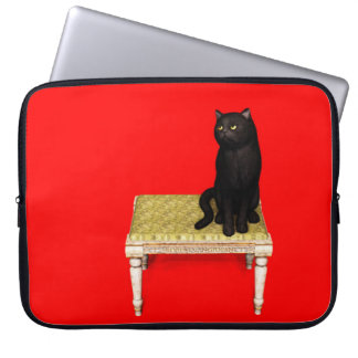 Black cat on the stool laptop sleeve