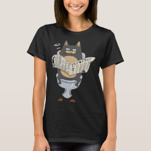 Black Cat On Toilet Newspaper Cat T-Shirt