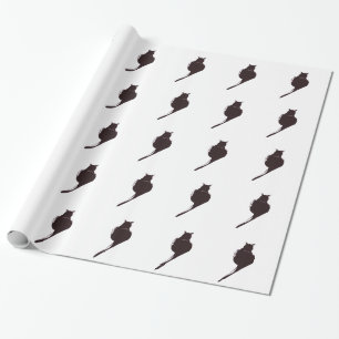 Black Cat On White Wrapping Paper