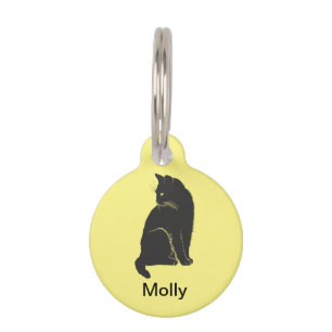 Black Cat On Yellow Pet Tag