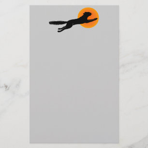 Black Cat Orange Moon Halloween Stationery