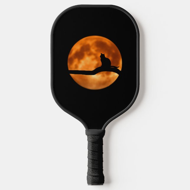 Black Cat Orange Moon Pickleball Paddle (Front)